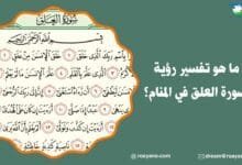 تفسير قراءة سورة العلق في المنام